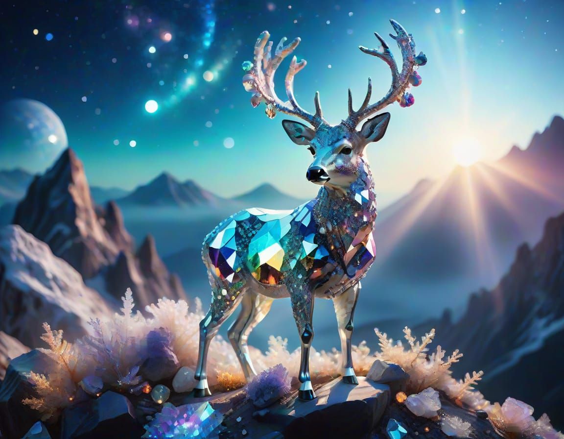 🥈crystal and gemstone deer