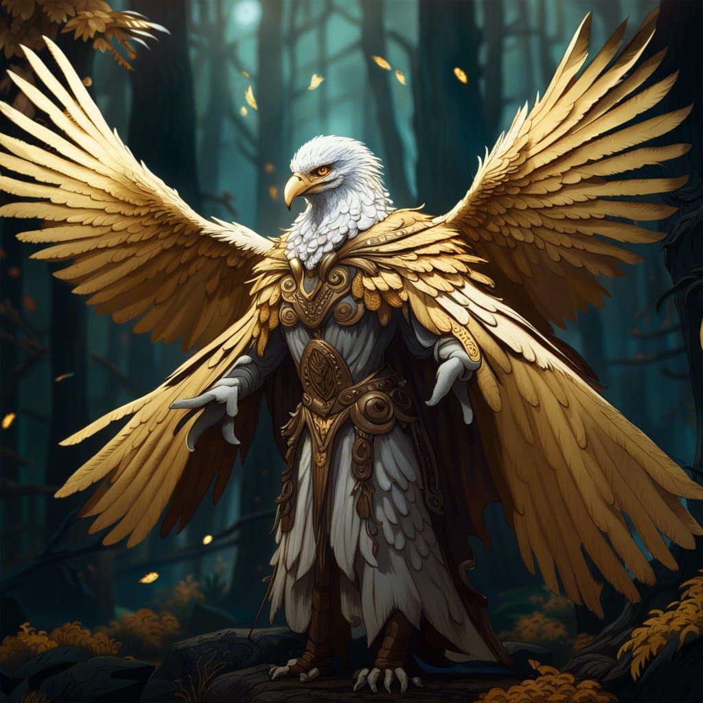 Aarakocra in Mystical Forest: Fantasy Concept Art