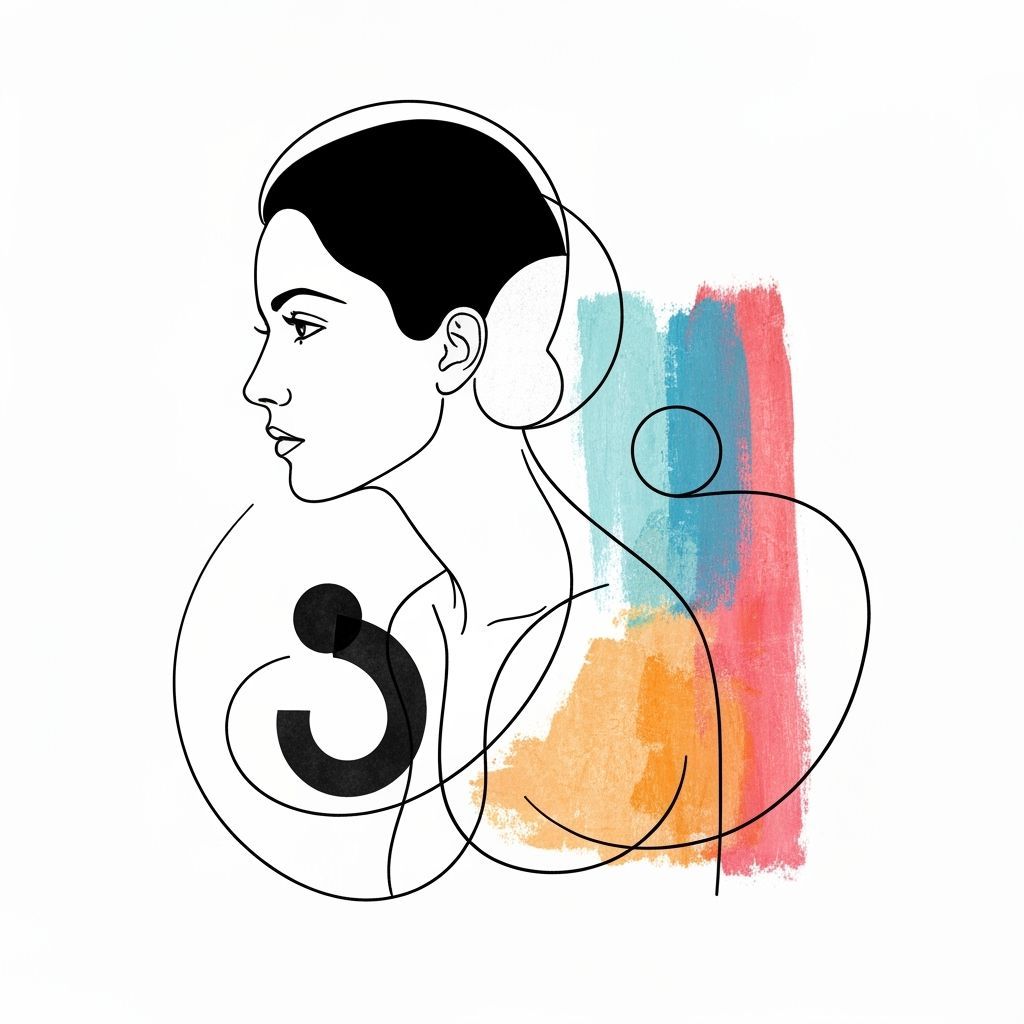 Contemplative Woman in Geometric Abstract Style