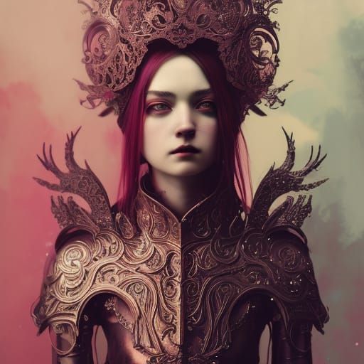 Pink Haired Gothic Girl in Filigree Armor