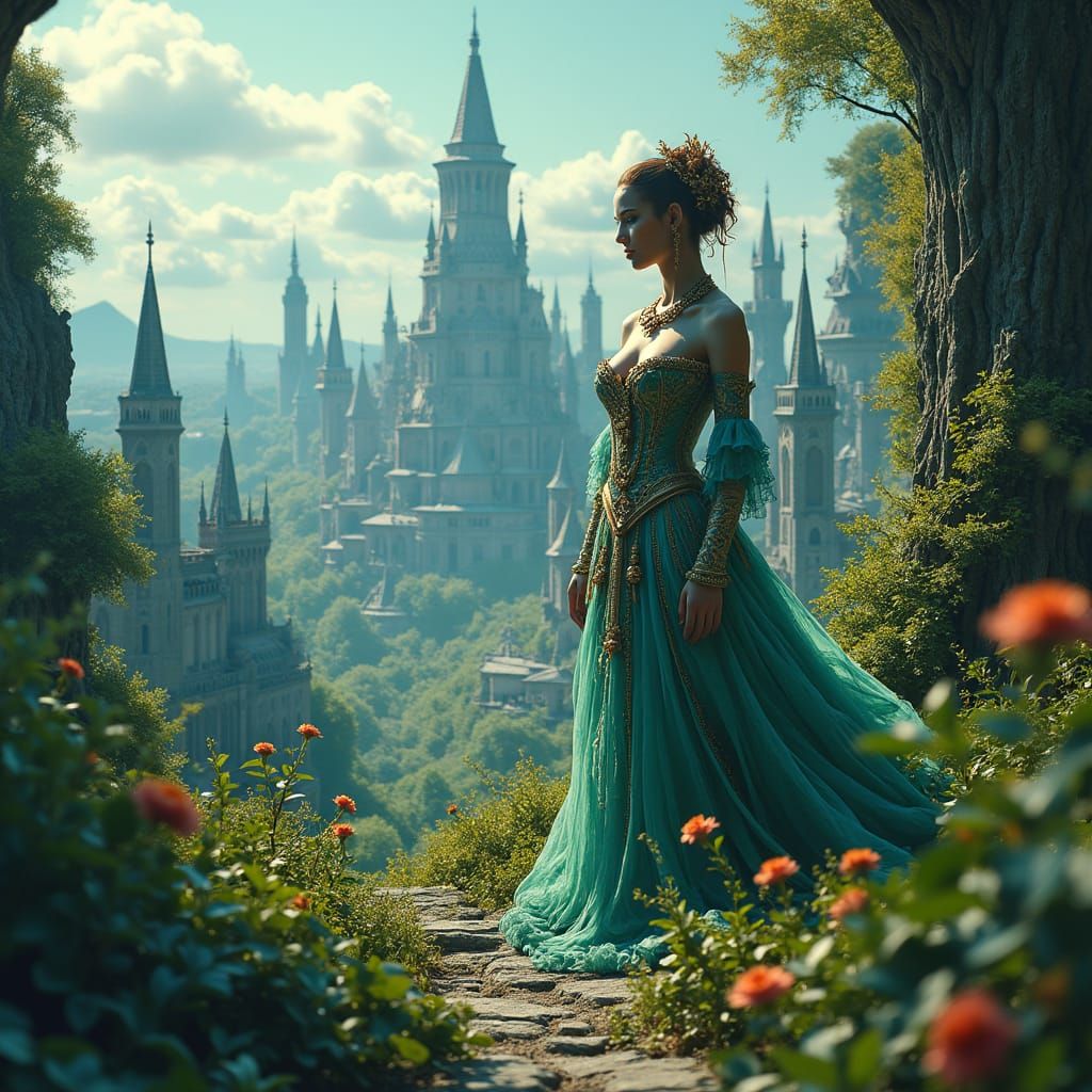 Ethereal Figure Blends Into Mystical Cityscape