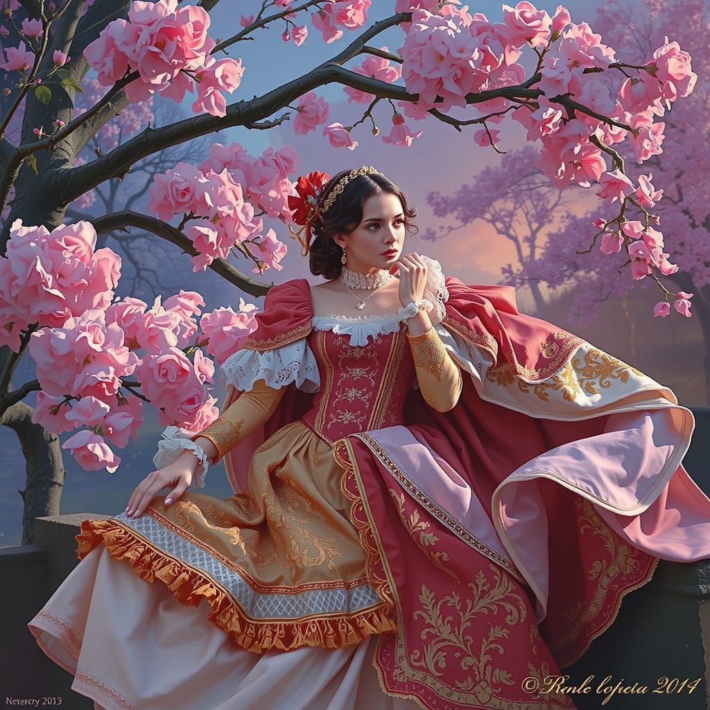 French Countryside Scene in Rococo Style