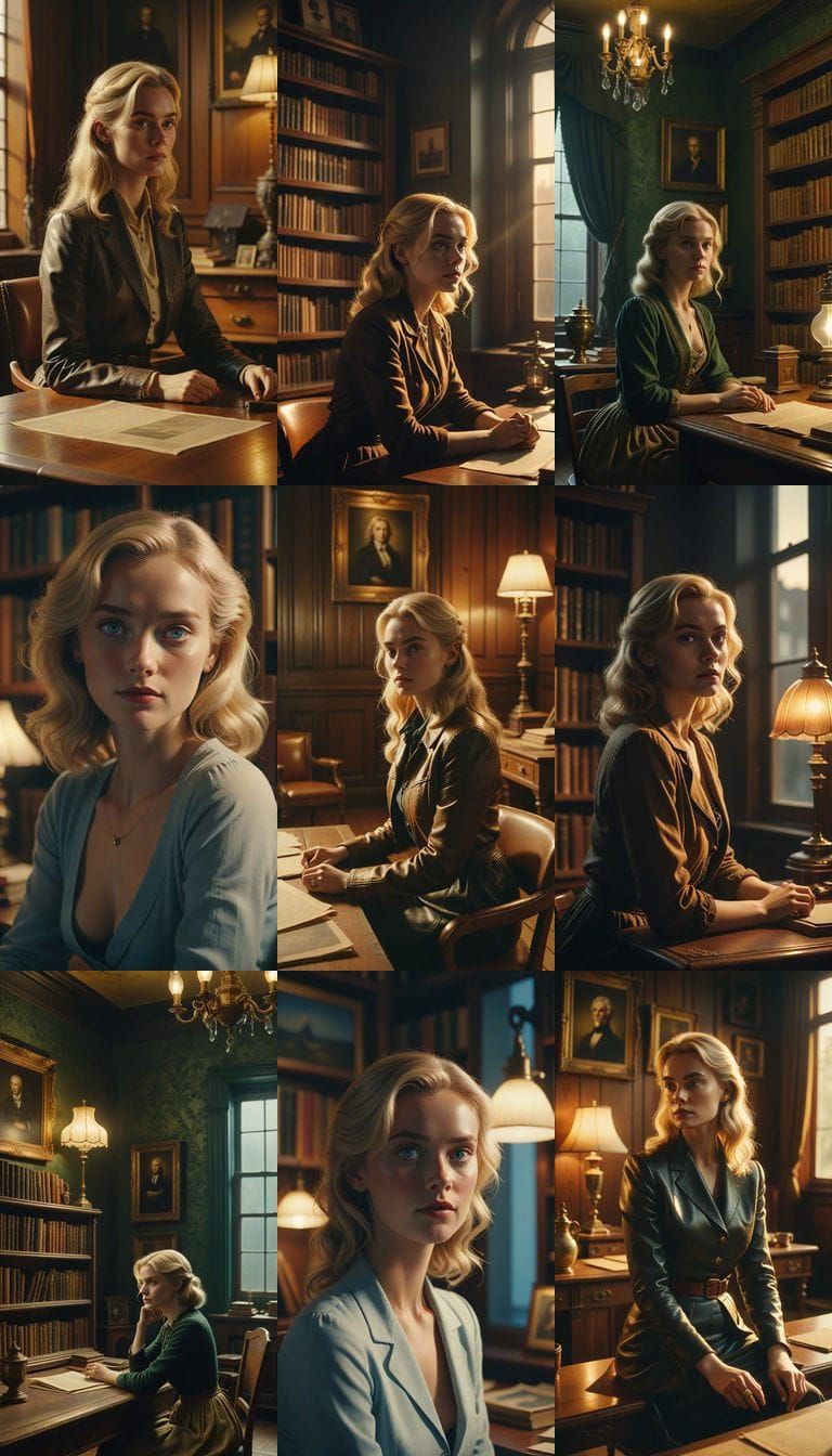 Mysterious Room with Woman in Cinematic Lighting