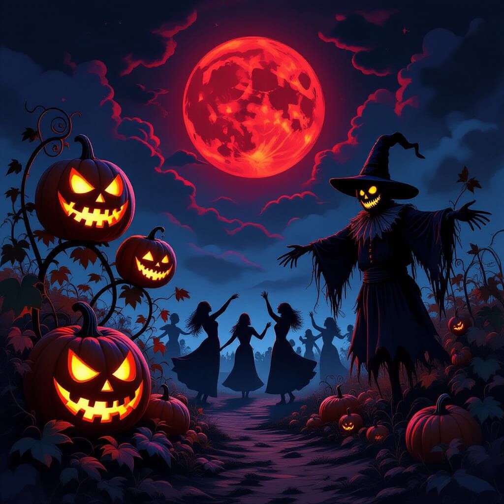 Nightmare Harvest Festival in Dark Fantasy Style