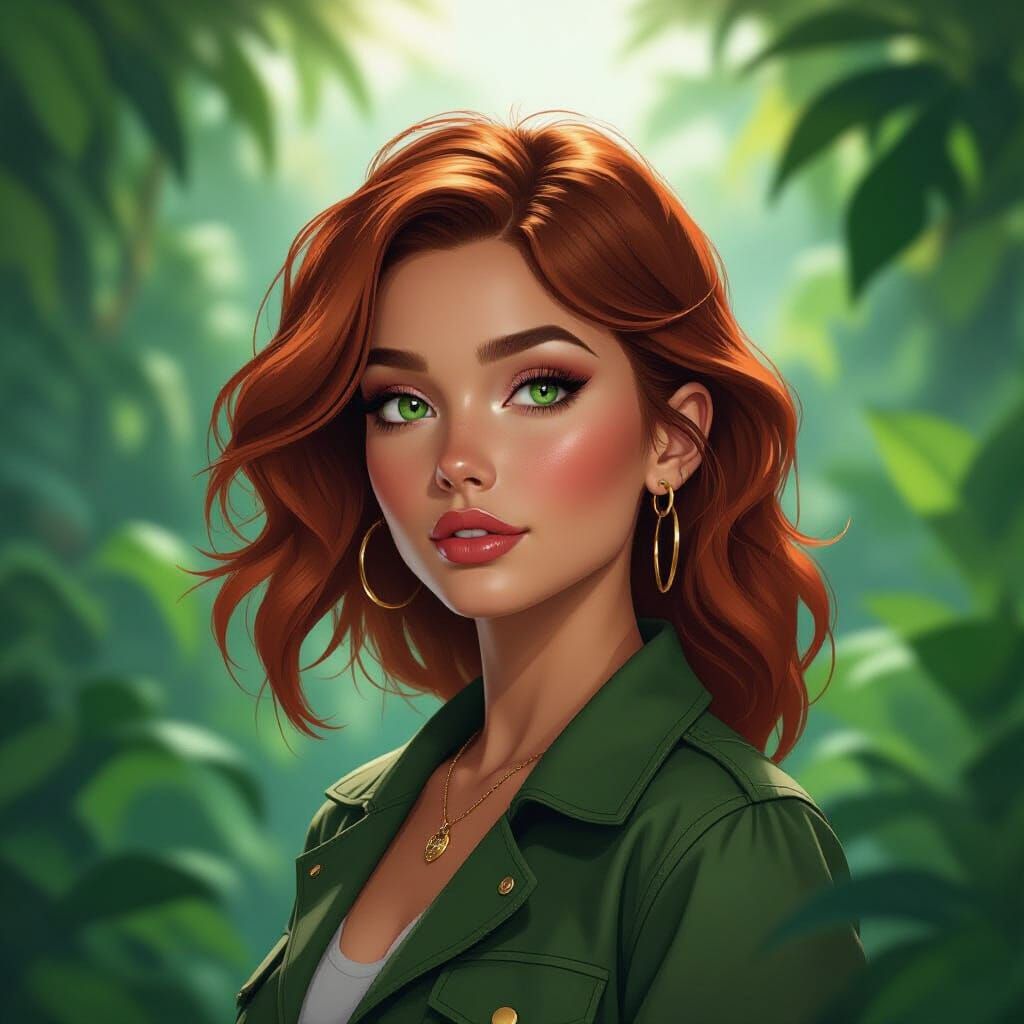 Woman in Naturepunk Style with Auburn Hair