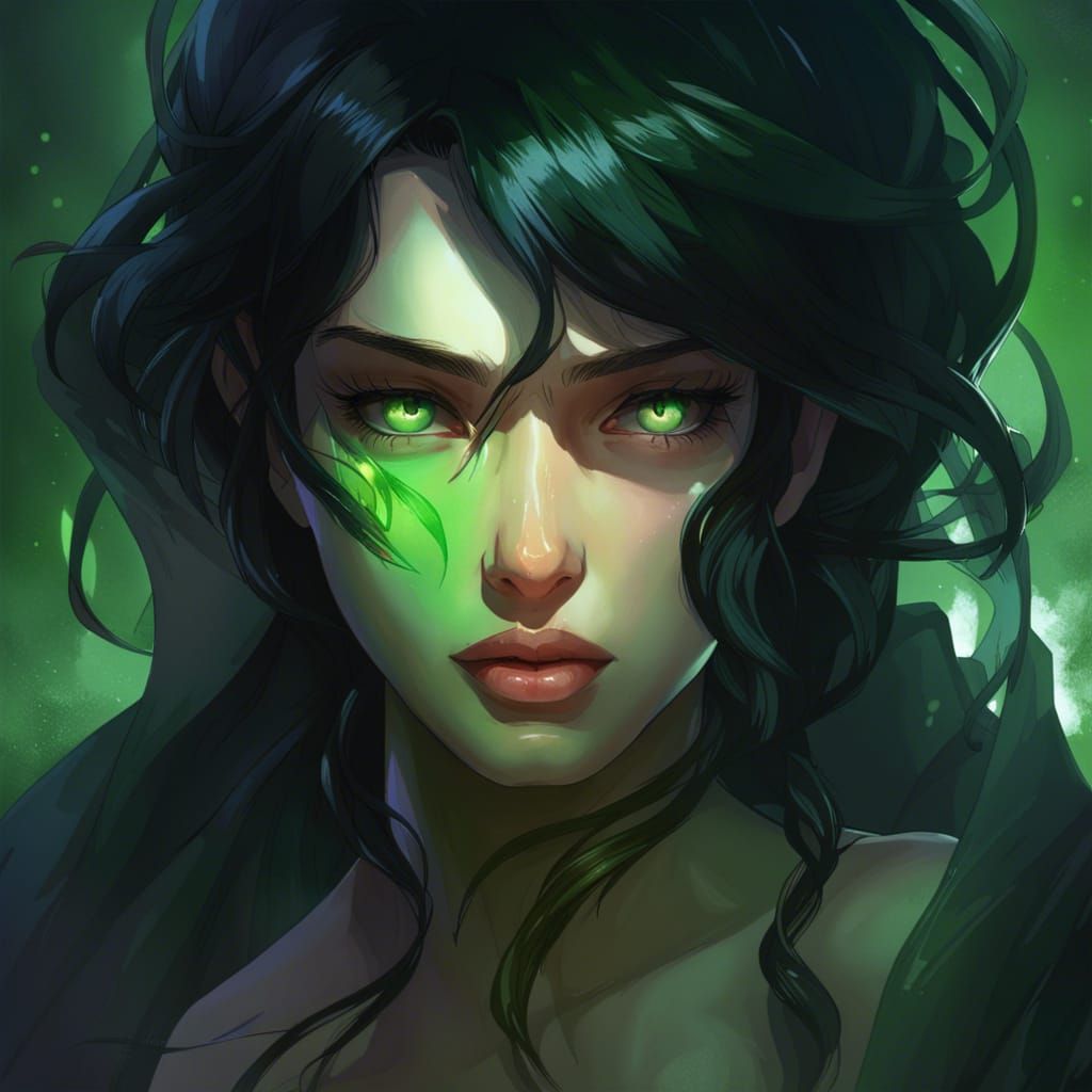 Crying Figure with Glowing Eyes in Dramatic Lighting