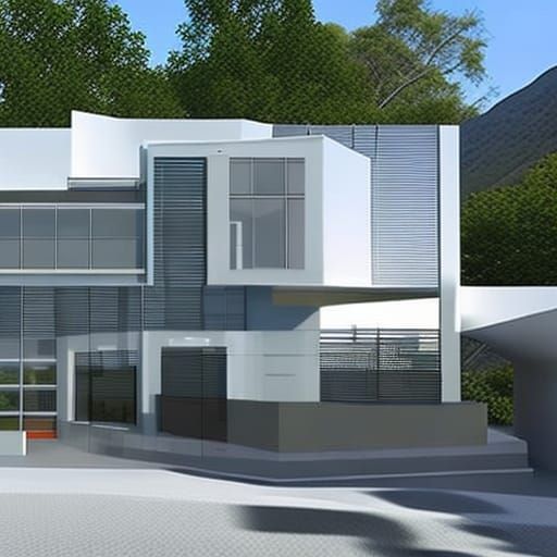 Detailed Modern Architecture in Dramatic Lighting