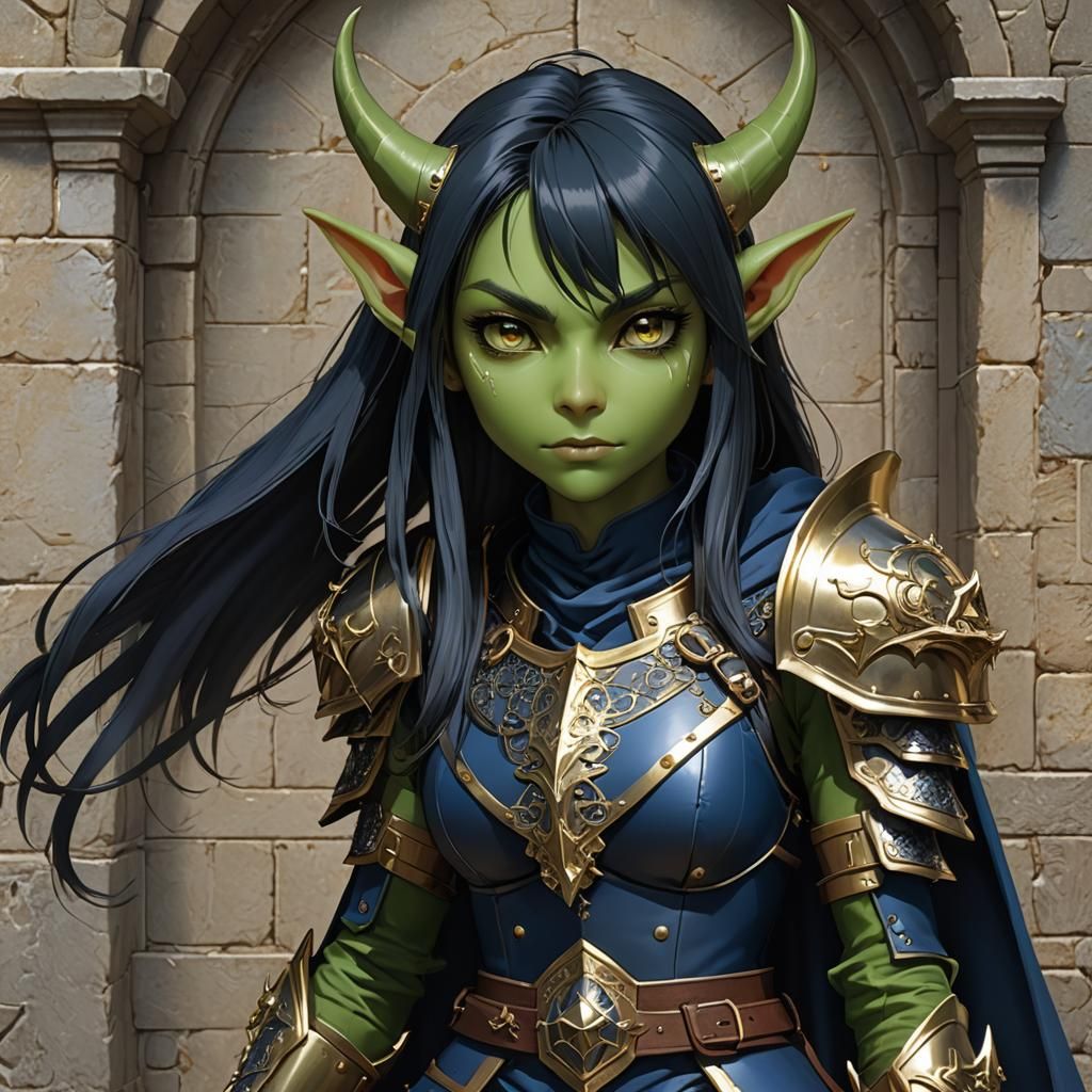 Female Goblin Warrior in Anime Style