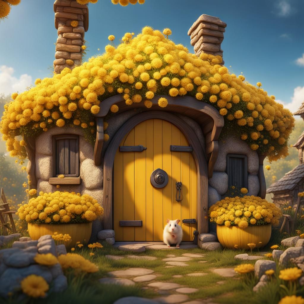 Hamsters Open Cottage Door: Fantasy Concept Art