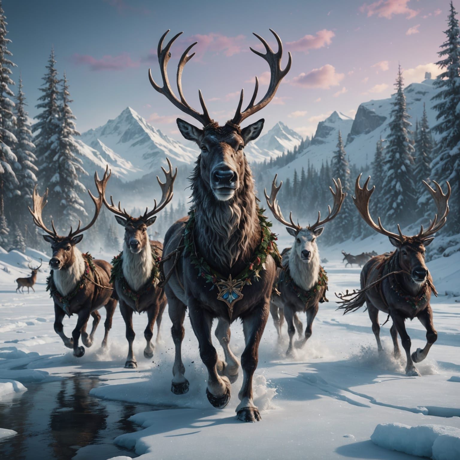 Dark Fantasy Creatures in Epic Winter Battle