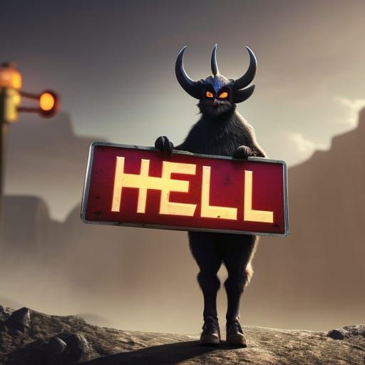 Cute Devil Hitchhiking: 3D Digital Art