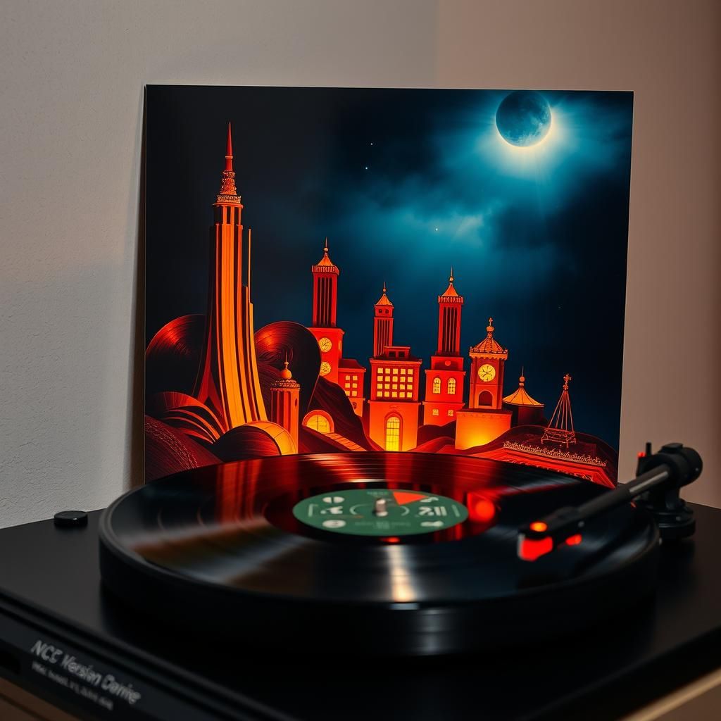 Record Sleeve and Player in Beautiful Lighting