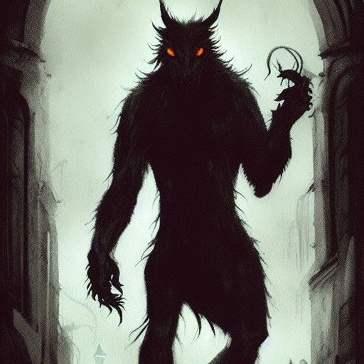 Sinister Lycanthrope in Gothic Fantasy Style