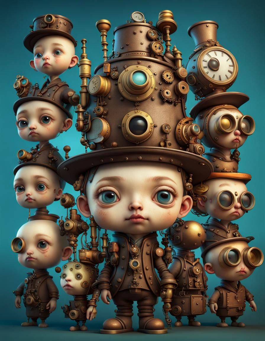 Steampunk Characters in Detailed 3D Rendering