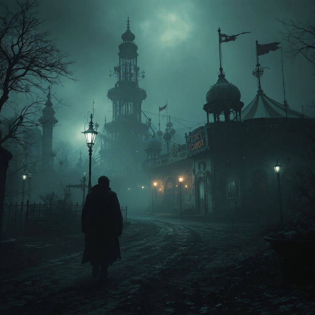 Sinister Abandoned Vintage Circus in Fog