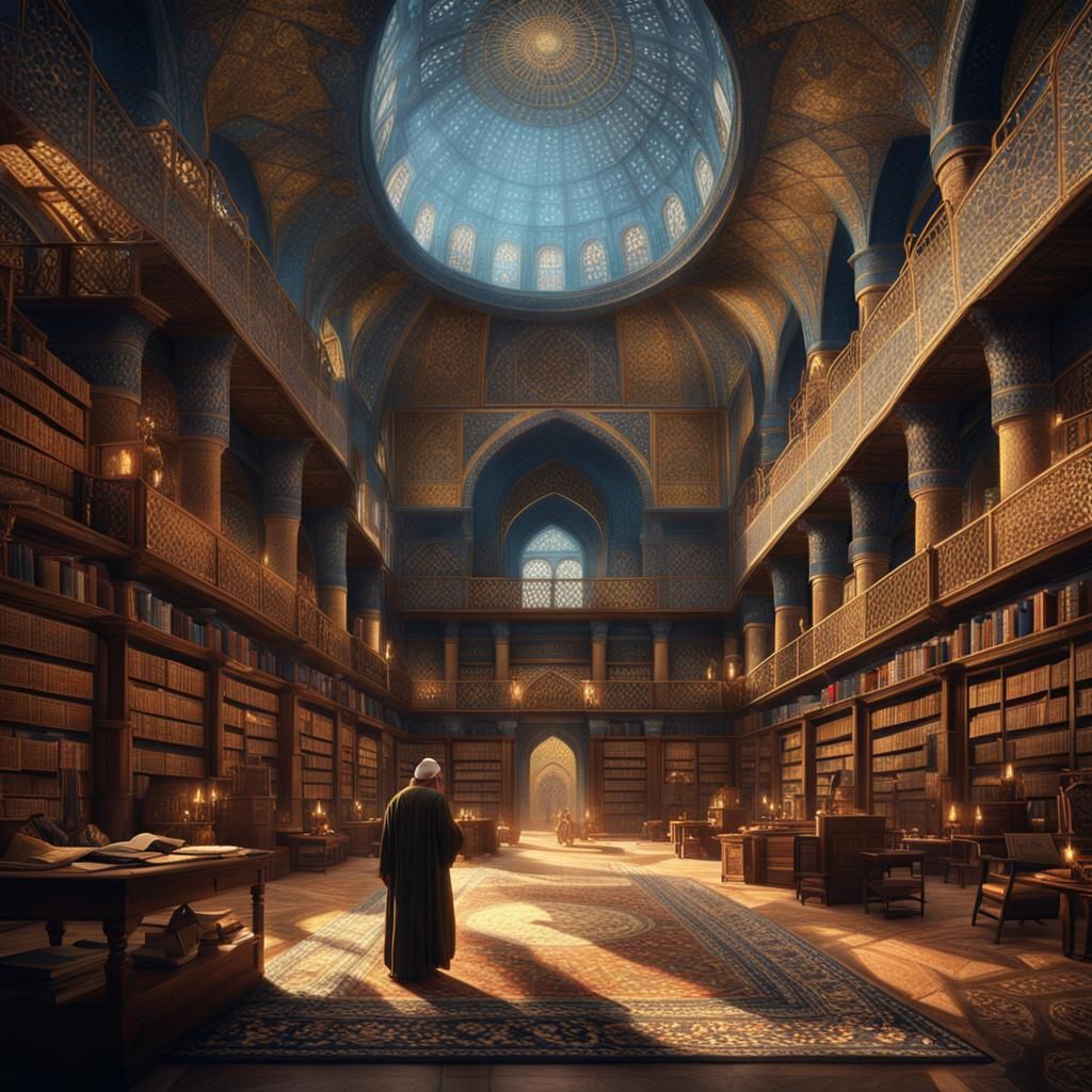 Al-Khwarizmi Inventing Algebra: Detailed Matte Painting