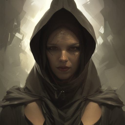 Sinister Hooded Bandit Archer Portrait in Detailed Art Style