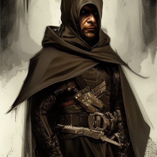 Sinister Bandit Archer Portrait in Trending Digital Art Styl...