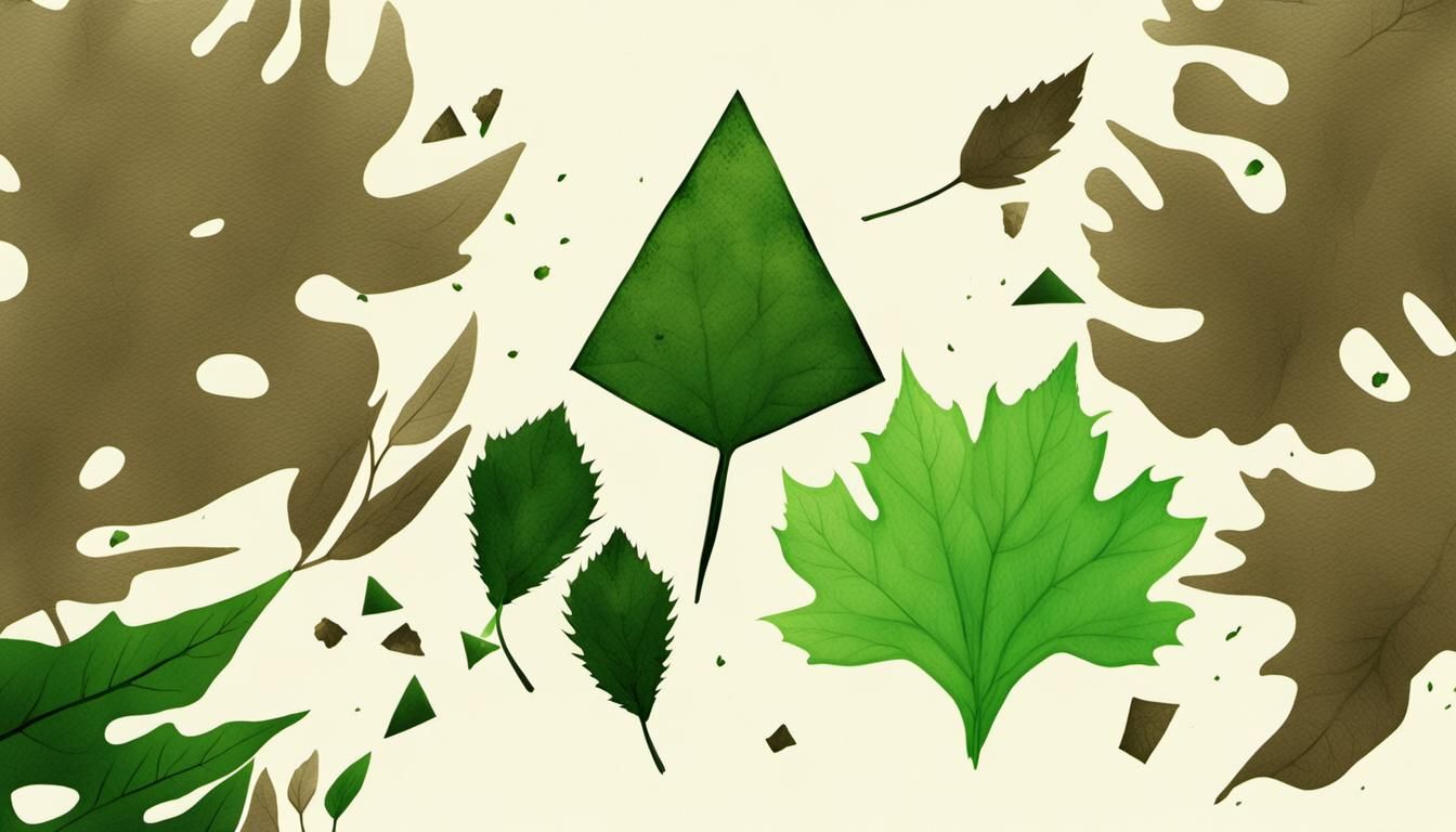 Minimalist Sketch of Green Pastel Leaves in Sepia