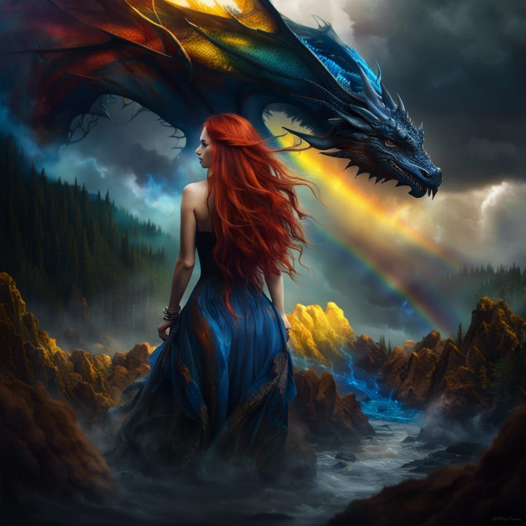 Girl with Dragon in Detailed Digital Painting