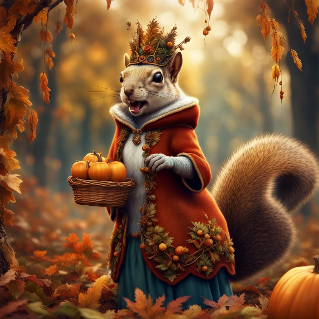 Squirrel Harvest Queen: Fantasy Concept Art