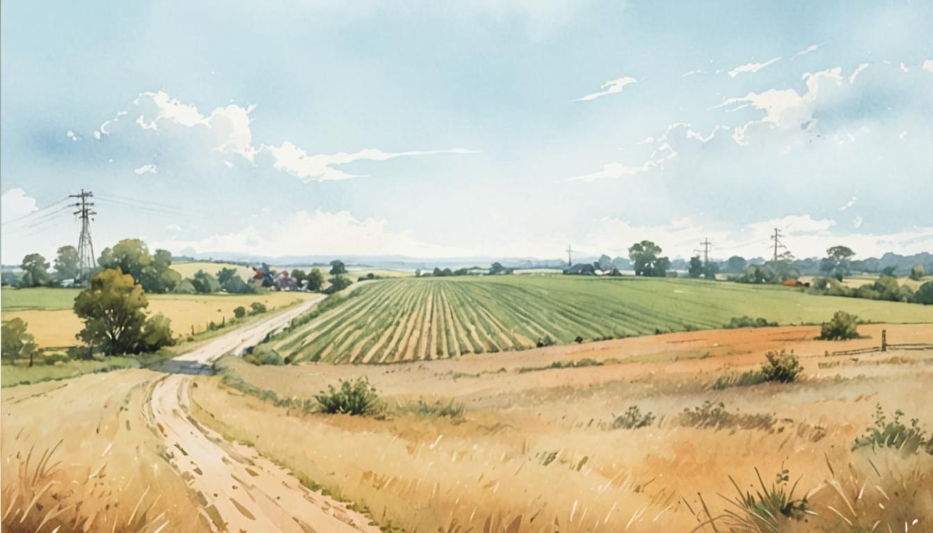 Rural Landscape in Watercolor Comic Book Art