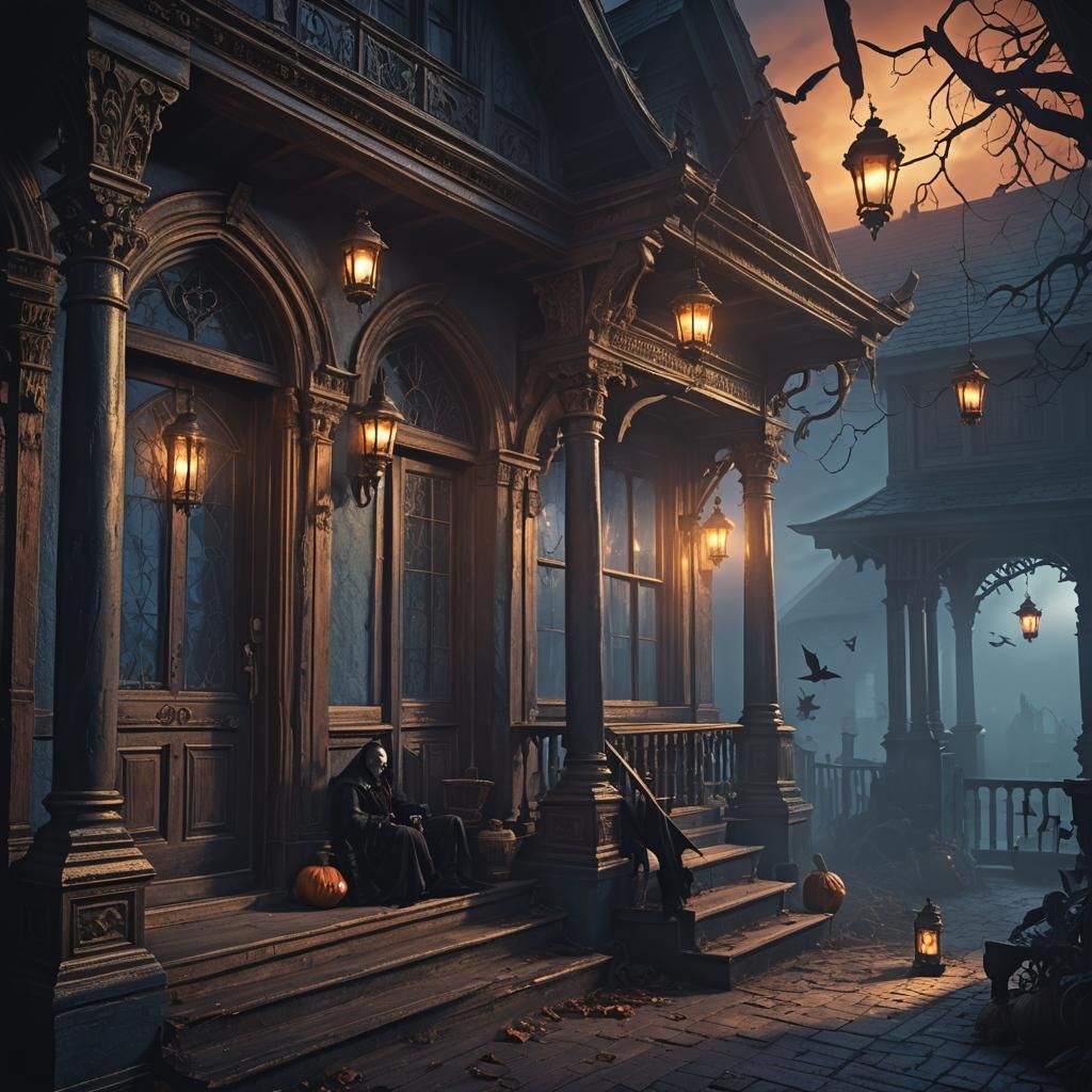 Gothic Vampires on a Creepy Porch