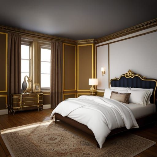 Opulent White and Gold Bedroom Interior Design