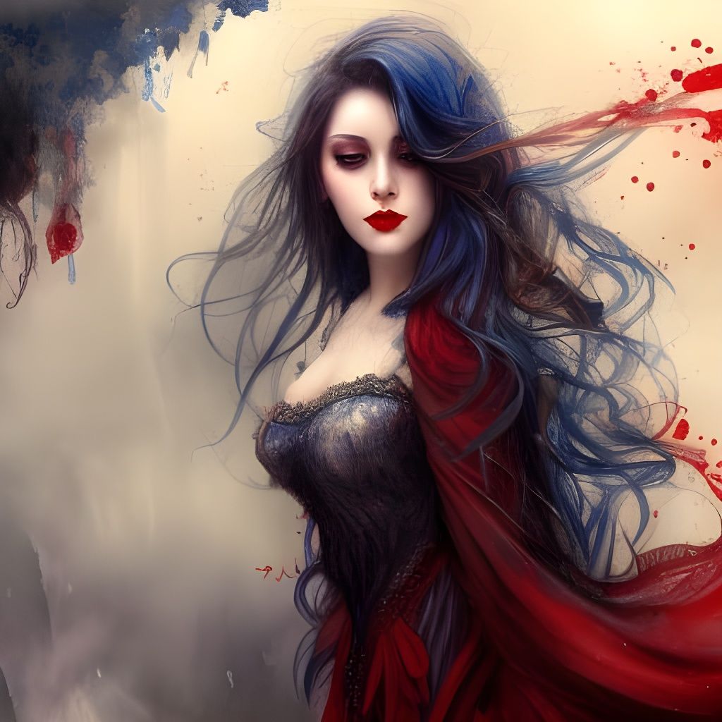 Stunning Woman in Watercolor Art, Detailed Painting