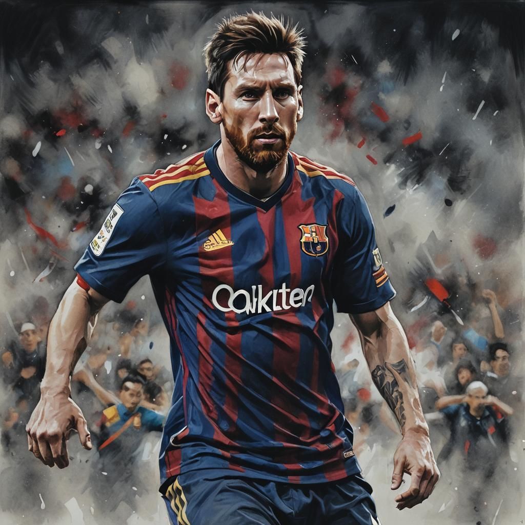 Sinister Messi Portrait in Dark Fantasy Style