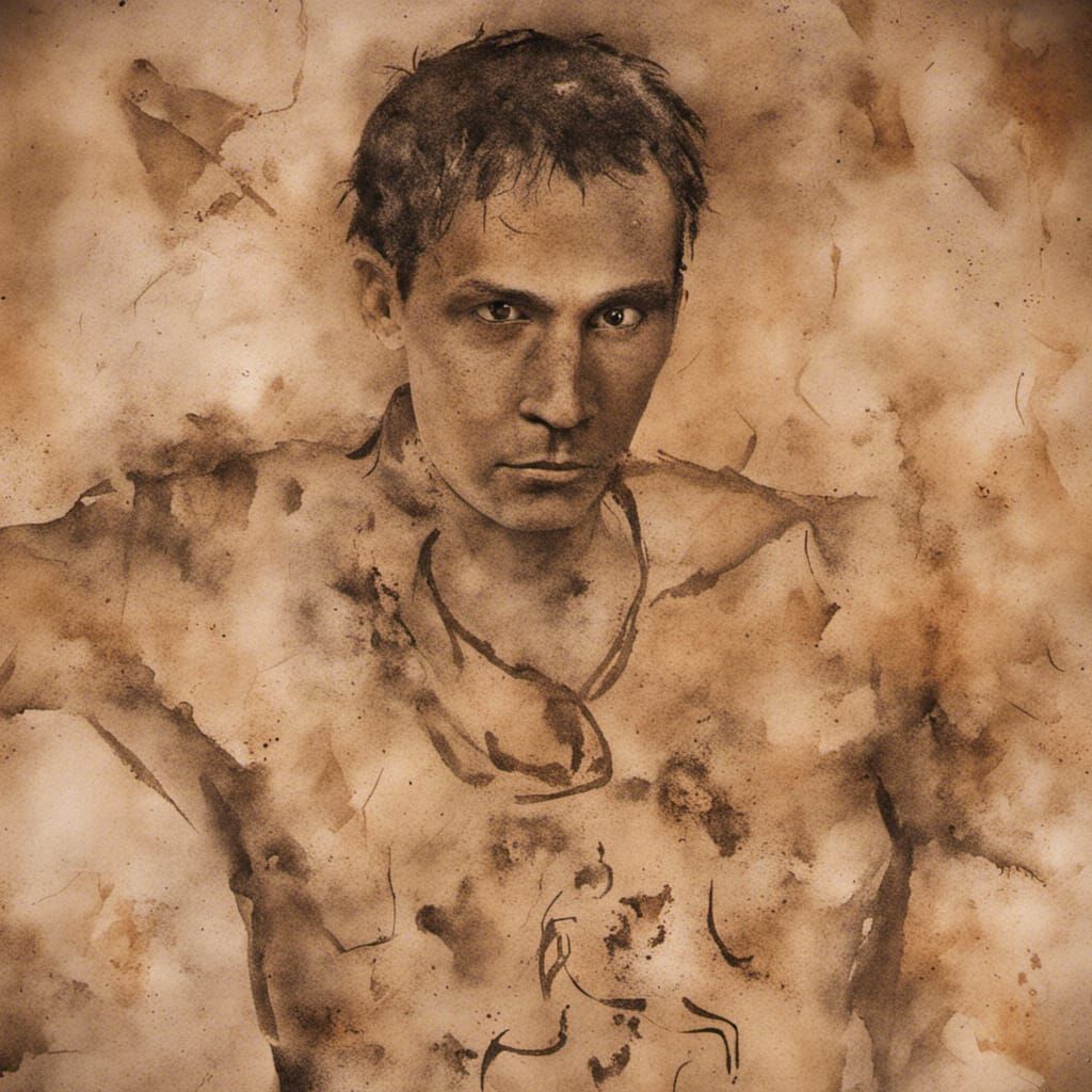 Primitive Cave Painting of a Human Figure