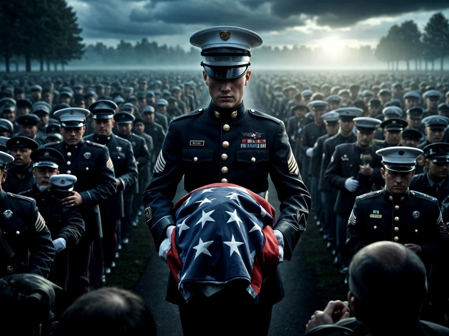 US Marine Honor Guard Carries Fallen Comrade