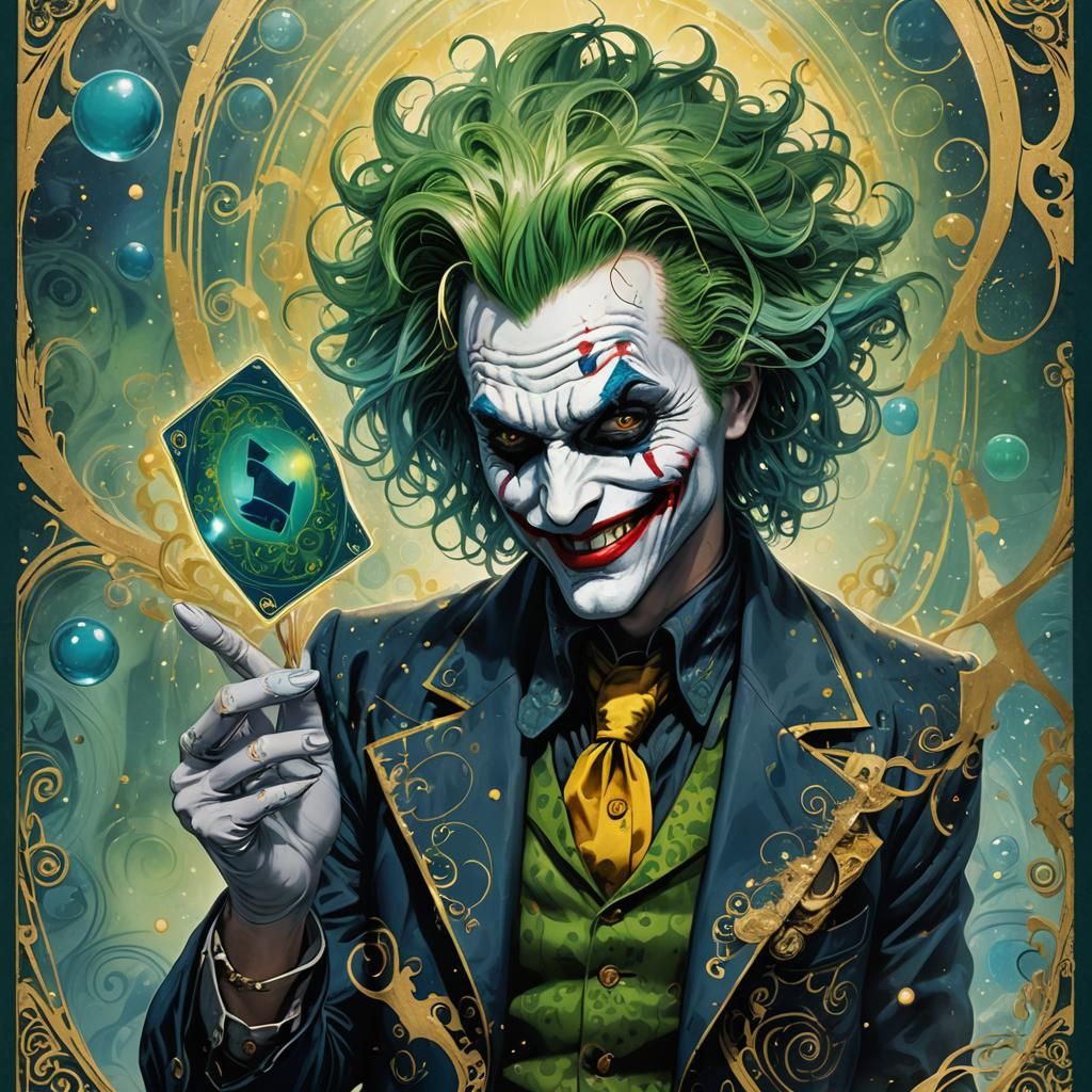 Joker Playing Card in Fantasy Matte Painting Style