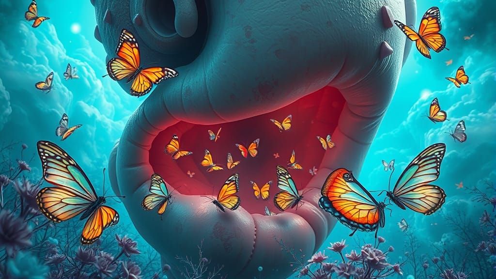 Butterflies Escape: Dreamlike Scene in Ash Thorp Style