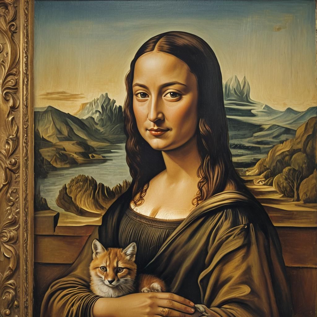 Mona Lisa Foxy Face in Surreal Vintage Style