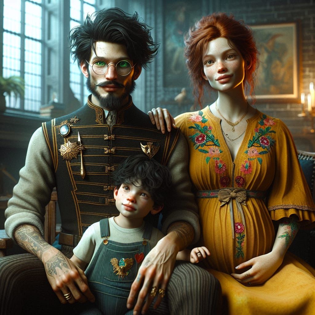 Auror's Family Portrait in Detailed Fantasy Concept Art