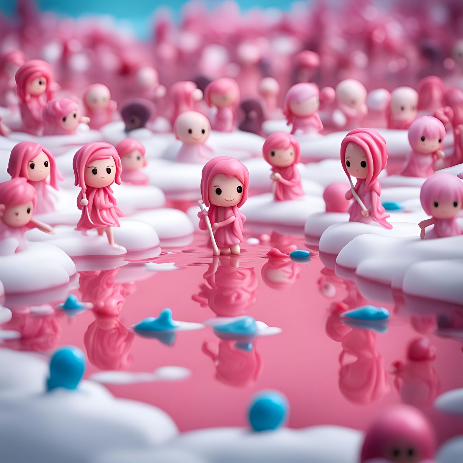 Chibi Taffy People Fishing in Candy Lake