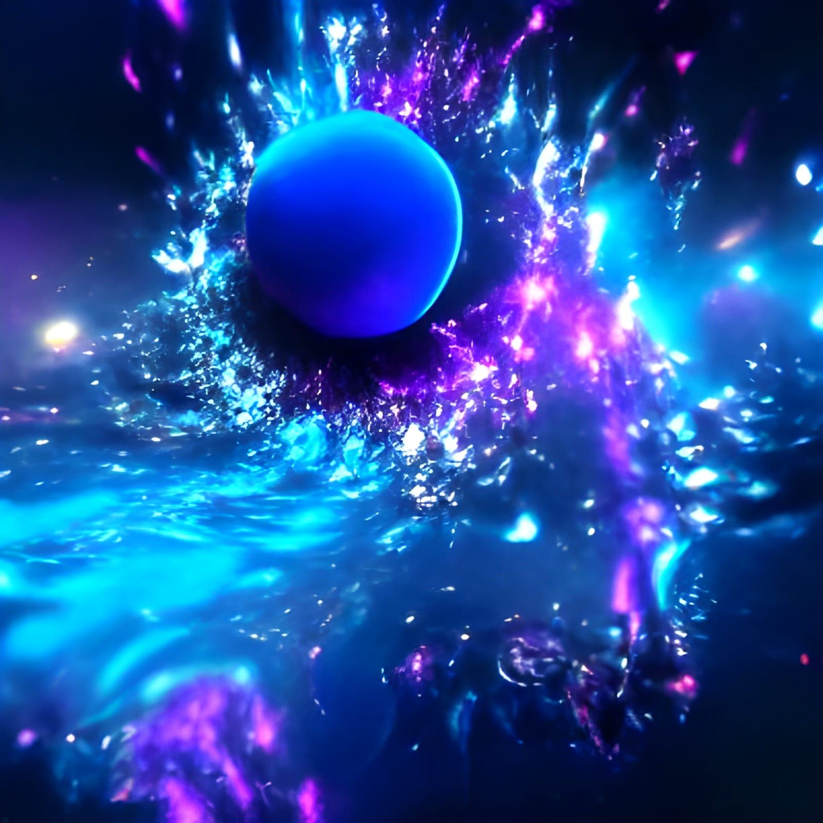 Cosmic Transformation in Vibrant Blue and Purple Hues