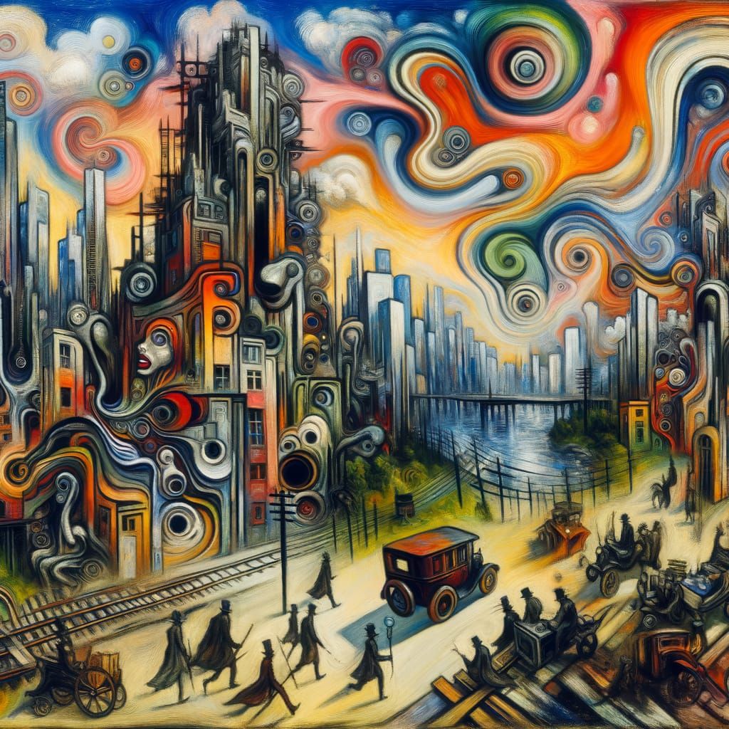 Dystopian World Distorted in Surrealist Style