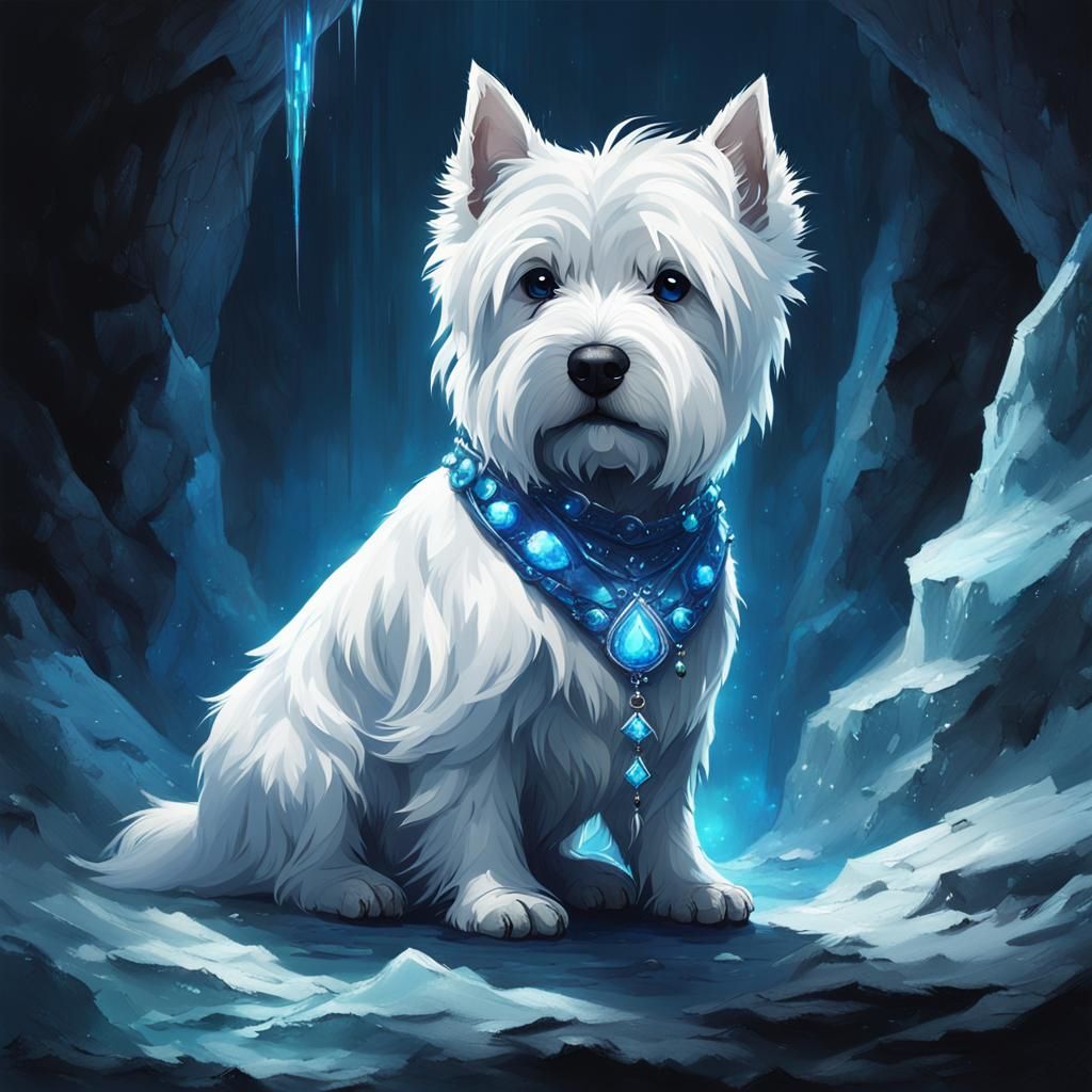 Fantasy Westie with Bioluminescent Glass Details