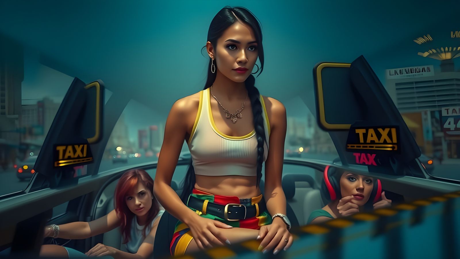 Vivid Woman in Las Vegas Taxi Profile