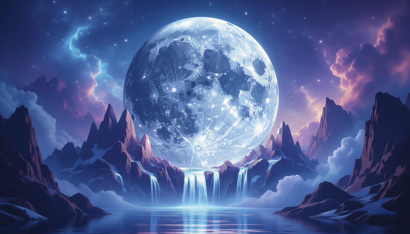 Crystalline Moon Sculpted from Quartz and Crystals