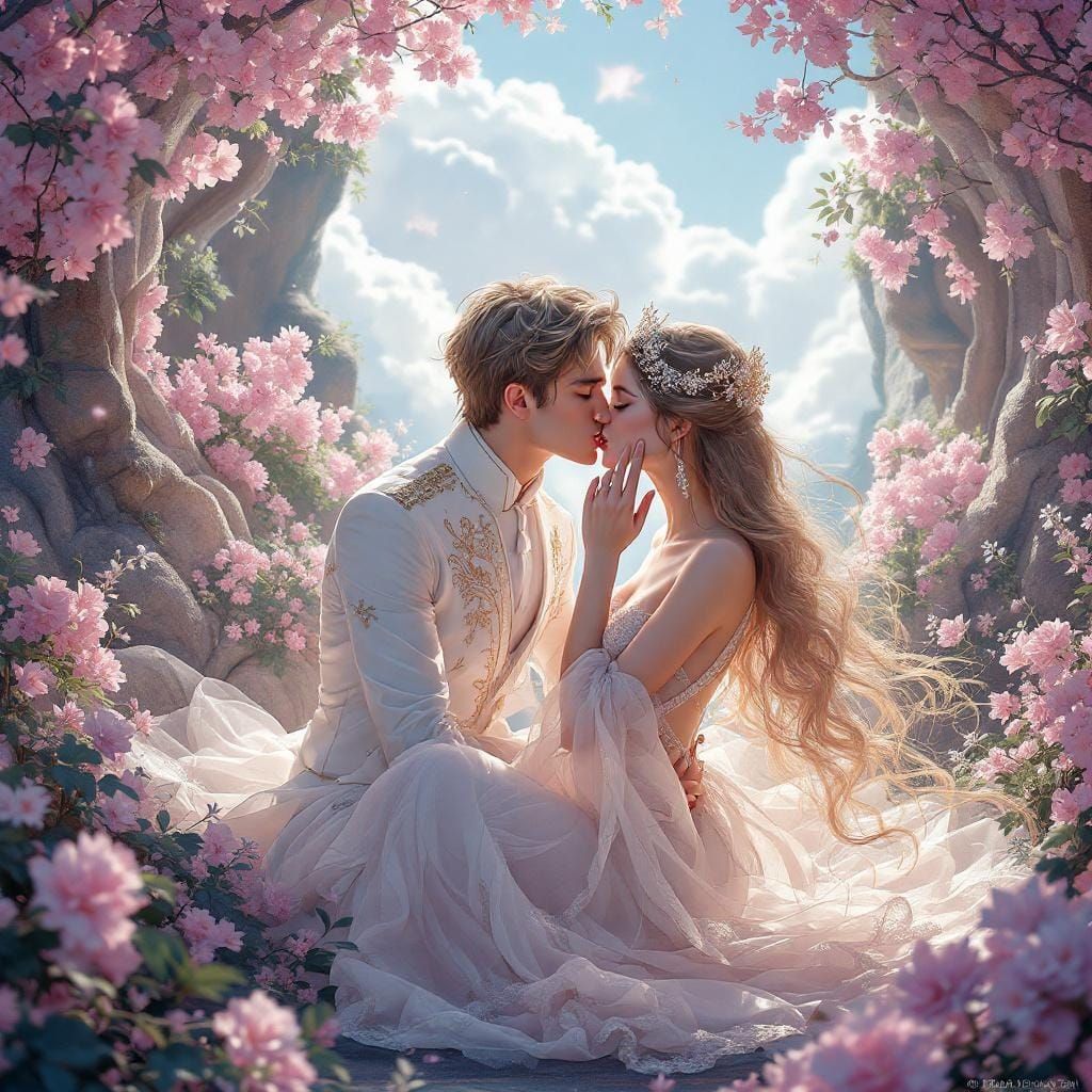 Heavenly Being Receives a Kiss, in 3D Anime Art