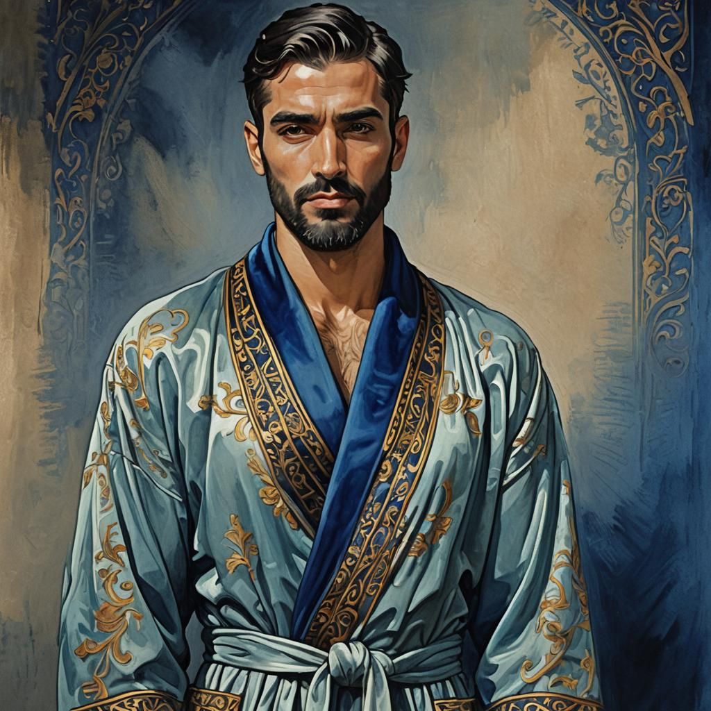 Masculine Portrait in Art Nouveau Style