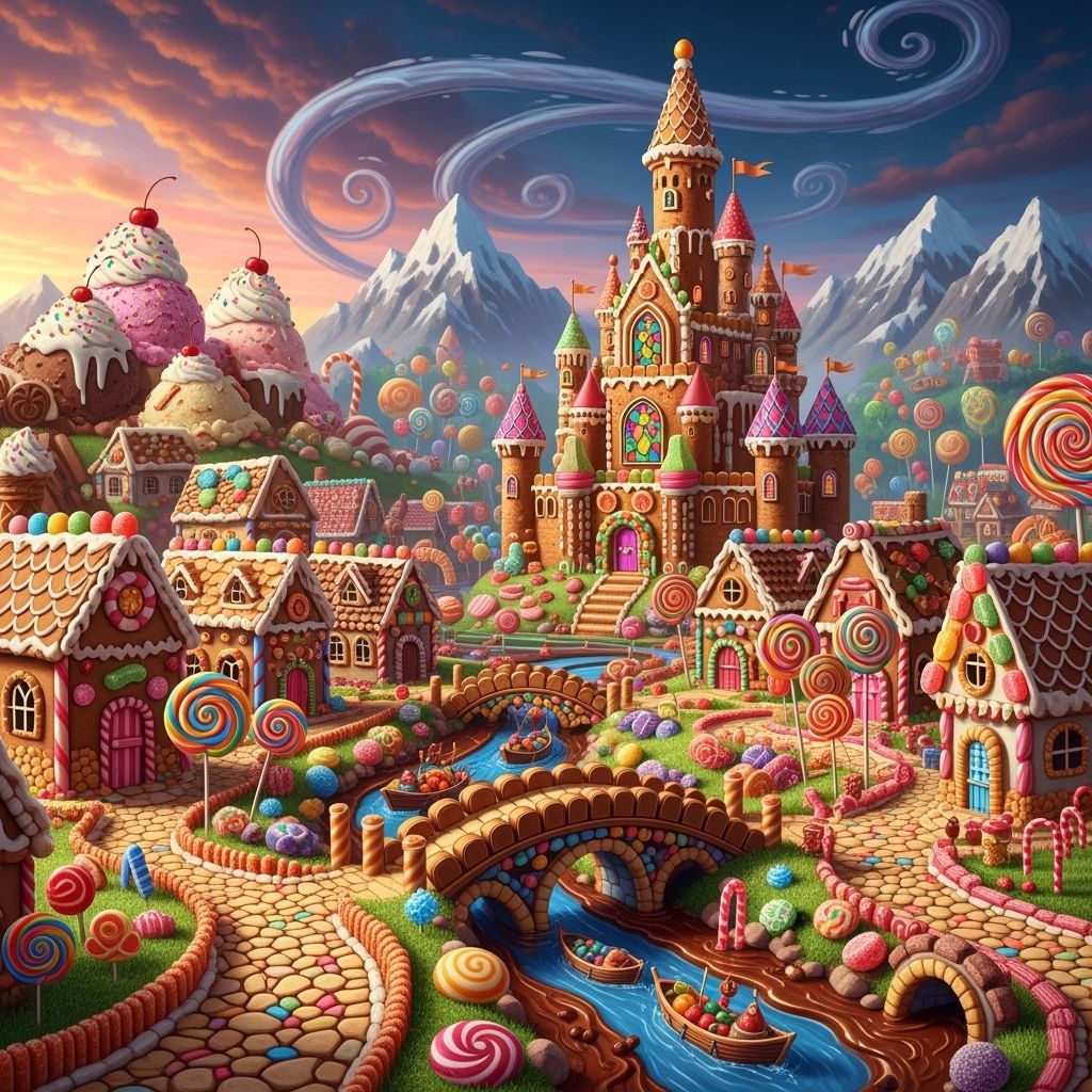 Whimsical Candy Village Fantasy Castle