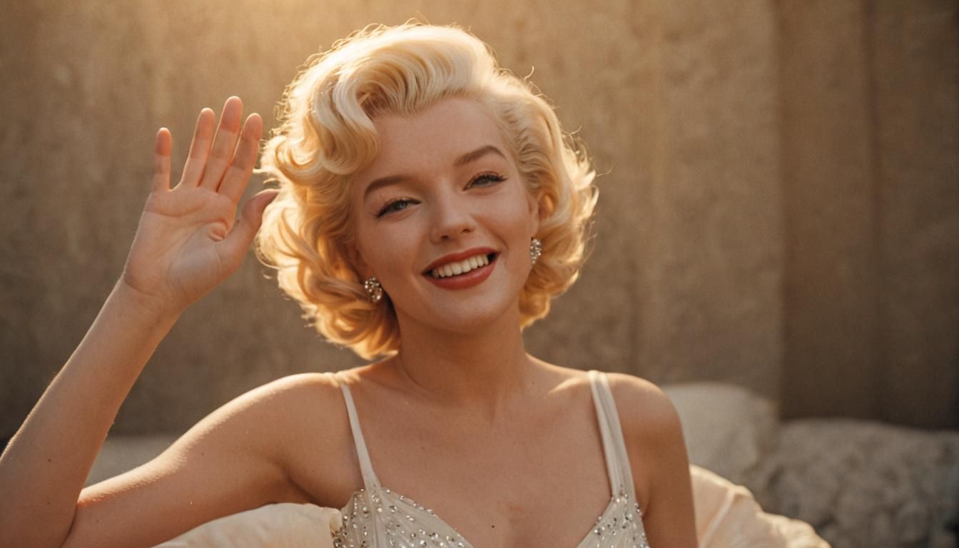 Marilyn Monroe Waves in Classic Hollywood Glamour