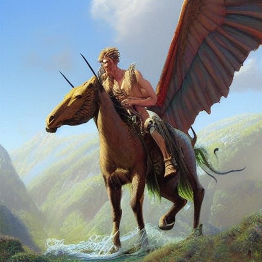 Mythical Creatures in Oil Painting Style