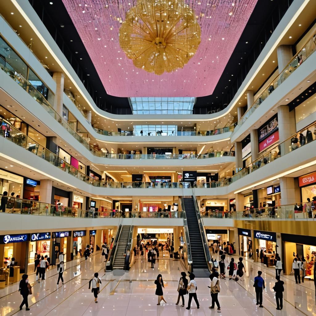 Busy Bangkok Mall Interior in Modern Architectural Style