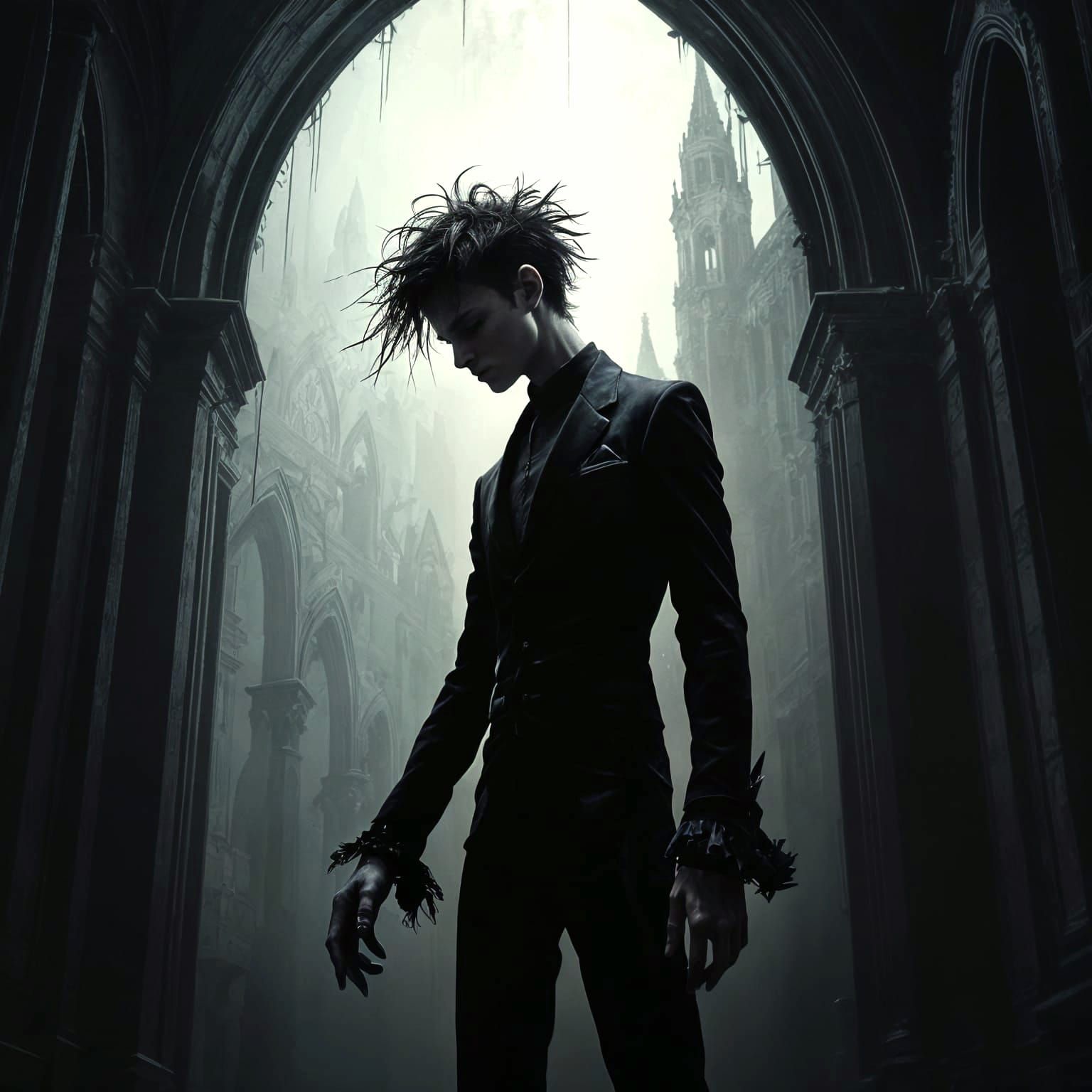 Brooding Man in Velvet Suit, Impasto Oil Painting