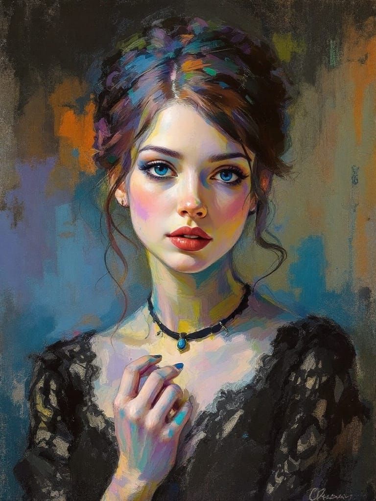 Surreal Pastel Portrait in Impressionist Style